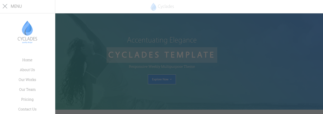 responsive weebly templates, cyclades weebly theme menu bar